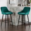 Elegant Lifestyle Modern Bar Stools,Velvet Upholstered Barstools with Back,Set of 2 Bar Chairs for Kitchen Living Room